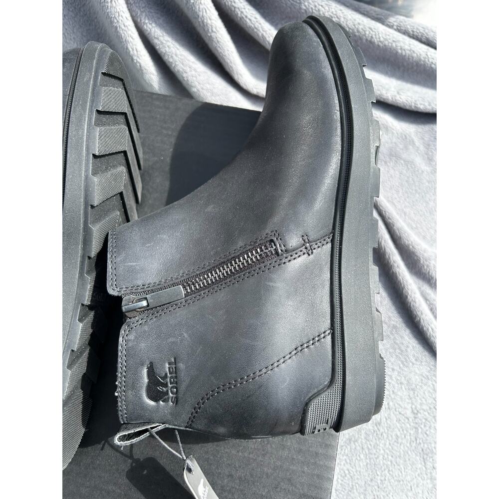 Sorel Evie II Chelsea Wedge Boots Womens 10.5 Black Leather Suede Waterproof NIB - Picture 5 of 9